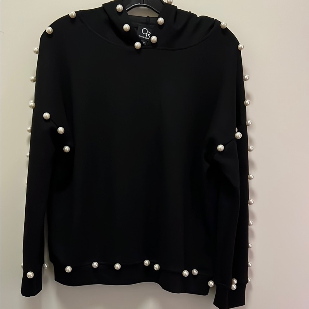 CR Connie Roberson Pearl Embellished Pull Over Hoodie Sz. S
